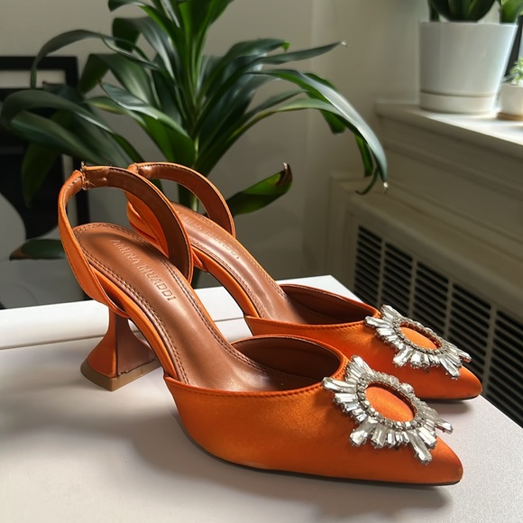Orange slingback pumps with crystal embellishment - Picture 2 of 4